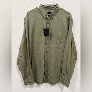 NWT‎ Men's 14th & Union Button Down Flannel XL Trim Fit Olive Green Soft Warm